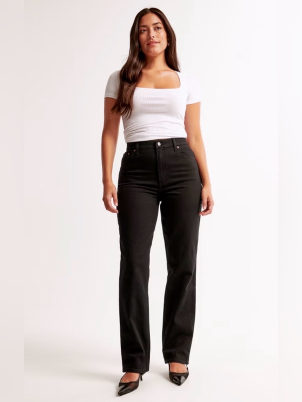 Abercrombie & Fitch Curve Love High Rise Black Vintage Straight Jean 25/ 0 R